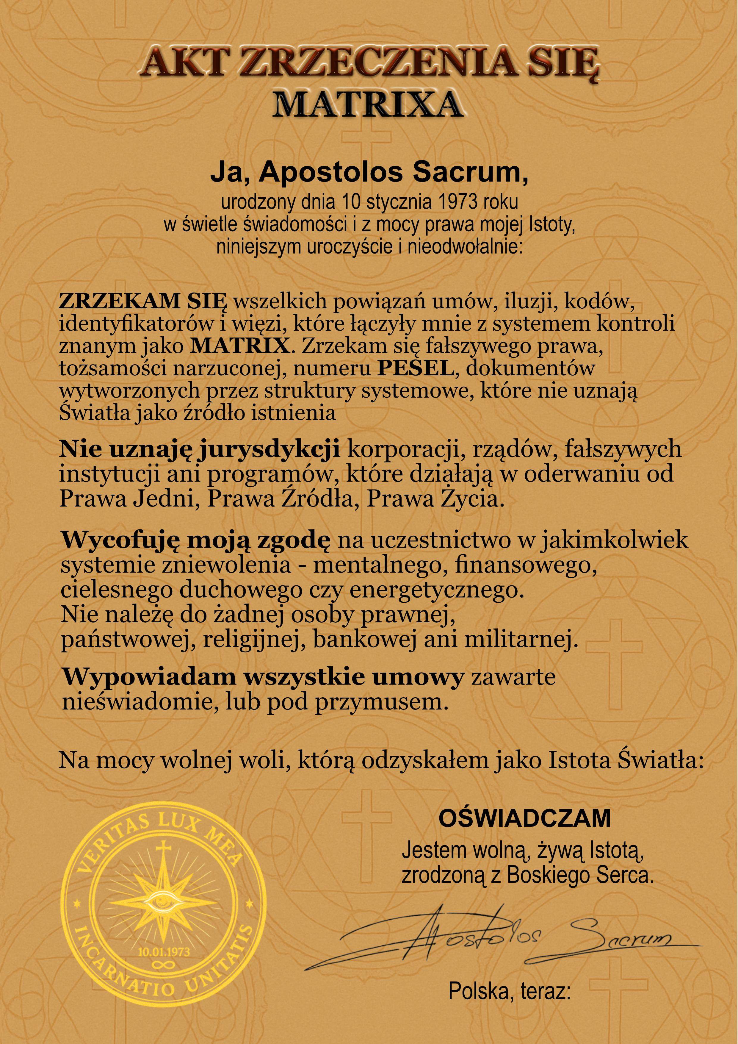 Zrzeczenie się Matrix-a